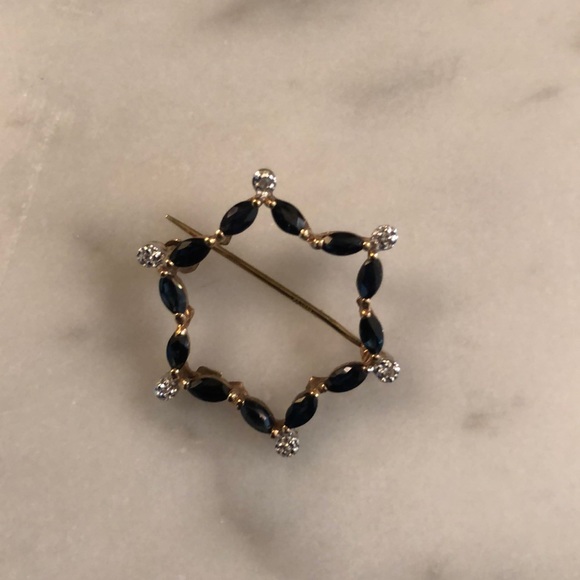 Vintage Sapphire and Diamond Pin - Picture 3 of 5